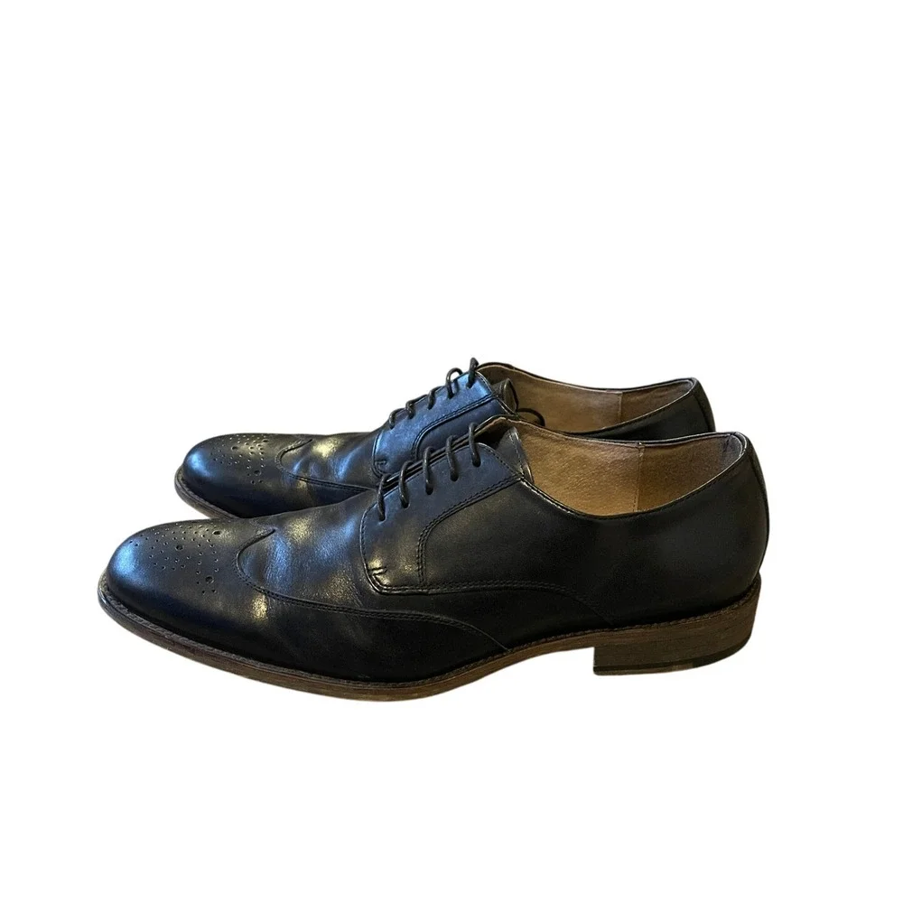 Banana Republic 11.5 Liam Wingtip Oxford Dress Shoes $168 LEATHER Lace Up Black